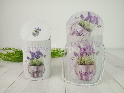 zestaw box - lawenda w wiaderku 2szt szary/lawendowy (TCFB7093)