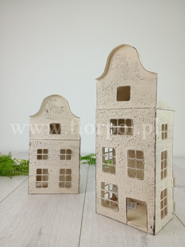 metalowa kamieniczka - latarenka S 1szt brown/grey/white  (FT573S-1)