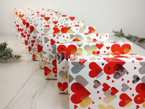 zestaw pudeł - serca  10szt biały/czerwony/złoty (24P036)