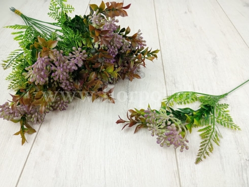 paproć, eukaliptus i kwiatostan 12szt fiolet (Z6692)