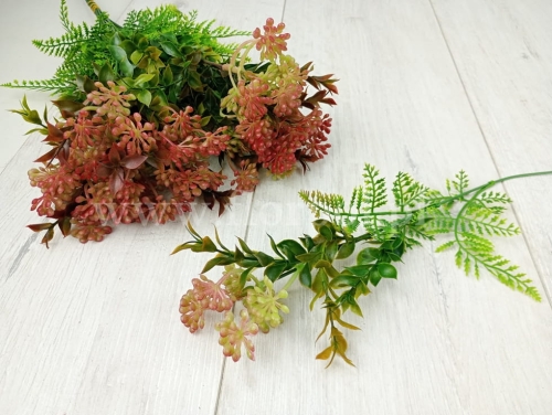 paproć, eukaliptus i kwiatostan 12szt bl.czerwień (Z6692)