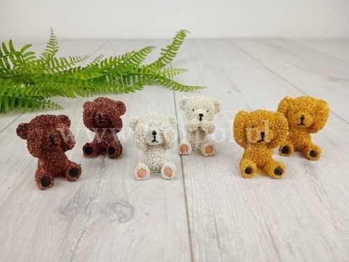 misie siedzące 6sztecru/karmel/brąz (24PR001)