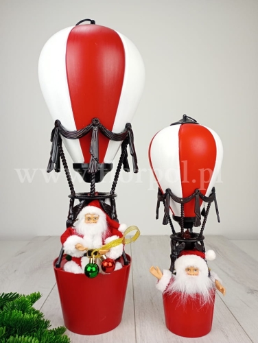 latający balon z mikołajem 1szt czerwony/bialy