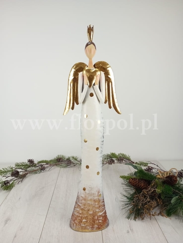 anioł z sercem - metal 1szt ecru/złoto (BNM-118-01786-24)