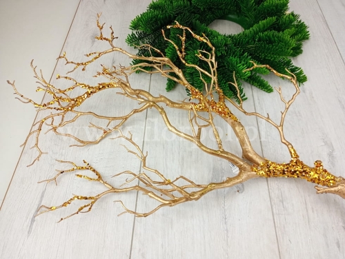 gałąź suszona - barwiona z brokatem 1szt złoty (PX880295GLPT)