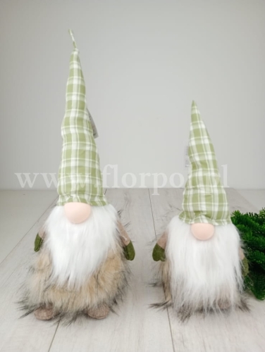 świąteczny elf z puchatą brodą 1szt beż/biały/zielony (LE193-2538-1)