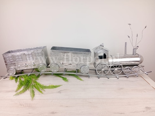 matalowy pociąg z wagonami gigant 1szt srebrny (5440)