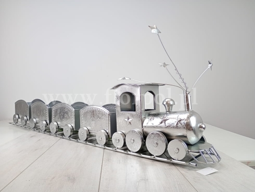 matalowy pociąg z wagonami  1szt srebrny (5437)