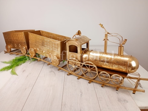 matalowy pociąg z wagonami gigant 1szt złoty(5439)