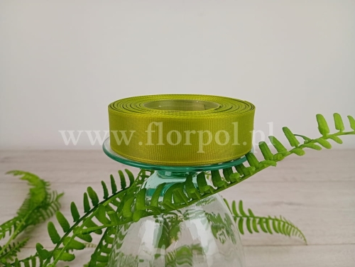 wstążka atłasowa Ryps 25mm #085C/3 oliwkowa zieleń