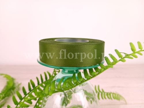 wstążka atłasowa Ryps 25mm #085C/3 wojskowa zieleń