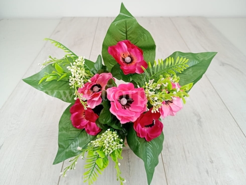 dwukolorowe anemony w bukiecie 1szt róż/amarant (FL329)