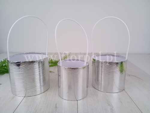 zestaw 3x flower box z rączką - kabel 3szt srebro (TCFB7011)