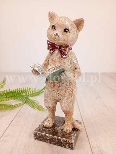 kot z książką  1szt krem/srebro  (SAR037)