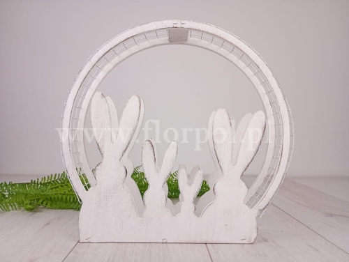 królik siatka - baza drewno - 1szt biały