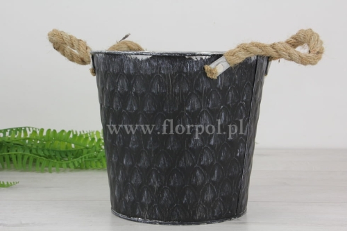 metalowa osłonka z jutowymi uszami 1szt czarny (QX2034-035-036M)  