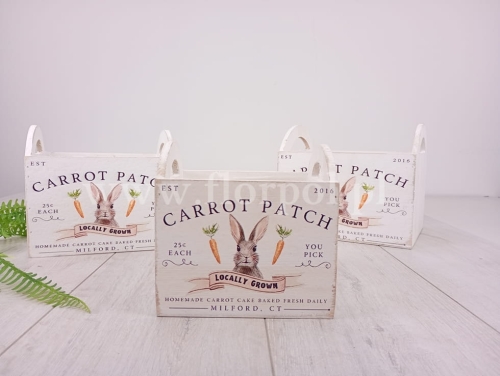 drewniane skrzyneczki na kompozycję - zając - zestaw 3sztbiały (24W-123-R3)