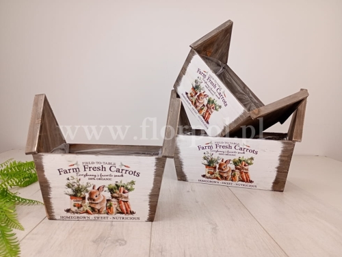 dekoracyjna skrzynka florystyczna - zestaw królik i zioła  3szt  grafit (24W240-R4)