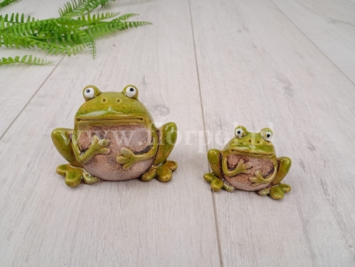 żabka z łapkami na brzuchu średnia - ceramika 1szt zielony (U-26011)