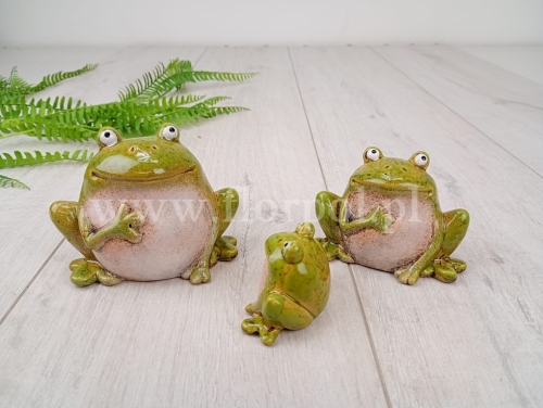 żabka z łapką na brzuchu duża  - ceramika 1szt zielony (U-26012)