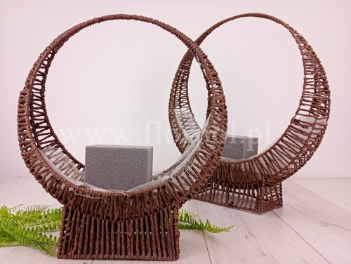 kosz koło - papierowa wiklina cemenciak mniejszy  1szt brąz (LQ2310565)  *3032026a