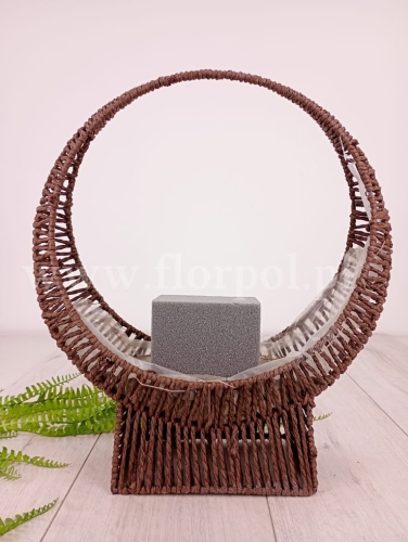 kosz koło - papierowa wiklina cemenciak większy  1szt brąz (LQ2310564)  *3032026a