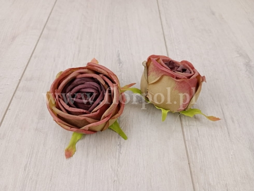 róża płaska wyrobowa 12szt #11 brąz/oliwka (KWO3068-A)