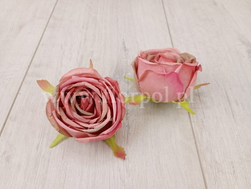 róża płaska wyrobowa 12szt #8 morelowy róż/oliwka (KWO3068-A)