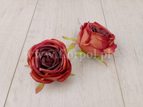 róża płaska wyrobowa 12szt #16 herbaciany/brązowy czerwony (KWO3068-A)
