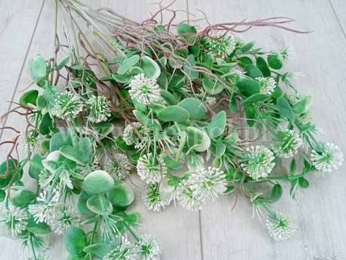 bukiet eukaliptusa z okrągłym listkiem i ostem 2szt biały