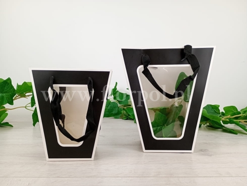 torebka na kwiaty trapez z okienkiem 12szt czarny (TCFB11A)