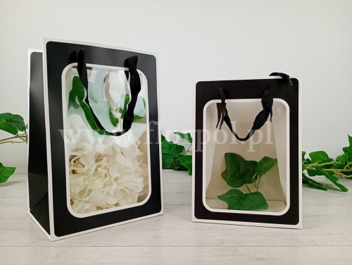 torebka z okienkiem 12szt czarny/biały (TCP03)