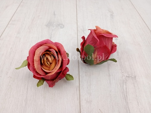 cieniowany pączek róży 12szt mahoniowa czerwień/karmel (T137-23-0608)