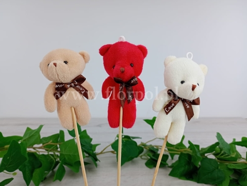 welurowy miś na piku 12szt czerwony/beż/ecru (H2404120)