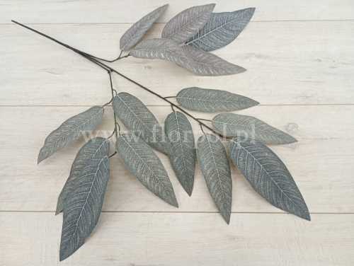 gałąź liście mango 12szt szary (L981-5)