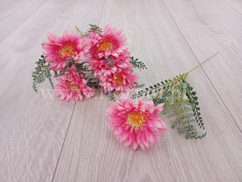 chryzantema otwarta i paprotnik - dodatek 6szt jasny róż  (KWO3328)