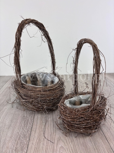 koszyk owalny - gałązki kpl 2szt naturalny bielony (TX2024074)