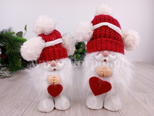 skrzat w wielkiej czapie większy 1szt czerwony/biały