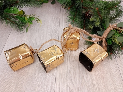 zawieszka - kwadratowe dzwonki 1szt złoty (FFA022)