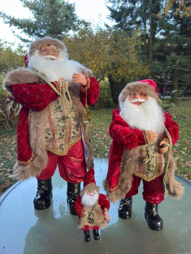 mikołaj w welurowym płaszczu h60 1szt czerwony 