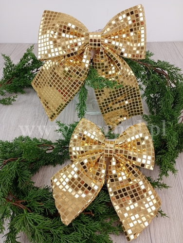 kokarda dekoracyjna - dyskoteka roz M 1szt złoty (CD-131)