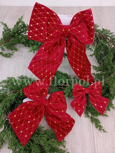 kokarda dekoracyjna welurowa roz S 1szt czerwony (CD-142)