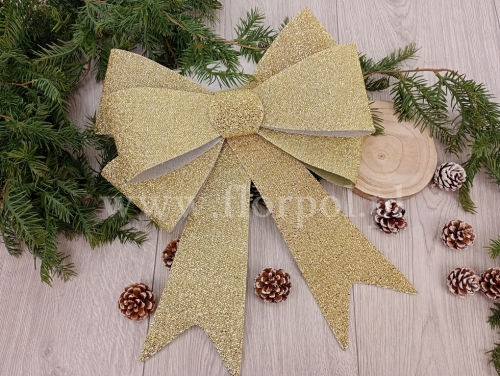 kokarda świąteczna - welur  1szt złoty (FY15221G)