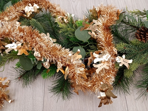 łańcuch choinkowy z piernikowym ludzikiem 1szt złoty (*13678-3)