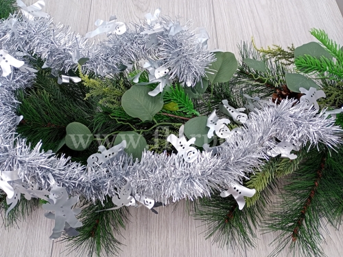 łańcuch choinkowy z piernikowym ludzikiem 1szt srebrny (*13678-3)