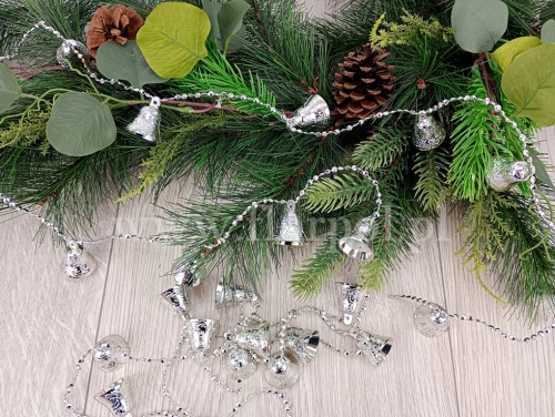 girlanda - dzwonki i koraliki 1szt srebrny (AR2/9-D69A)