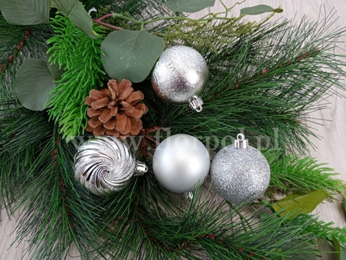 bombka plastikowa - mix 4,5cm  10szt silver (AR3-1284T10)