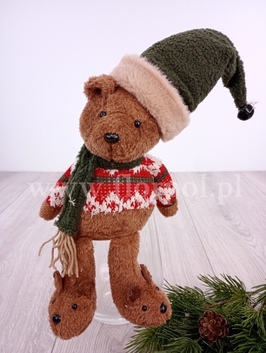 miś w misiowych bucikach - czapka  1szt brązowy/zielony (ART20843)