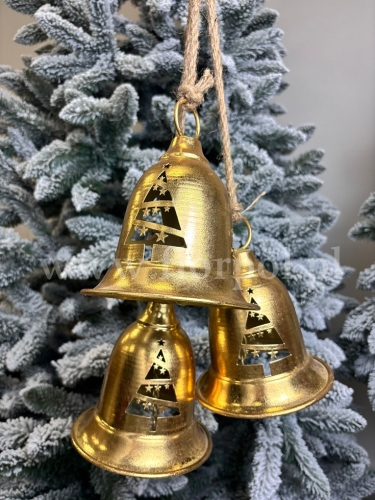 dzwonki z choinką  - zawieszka 1szt  złoty (*1632)