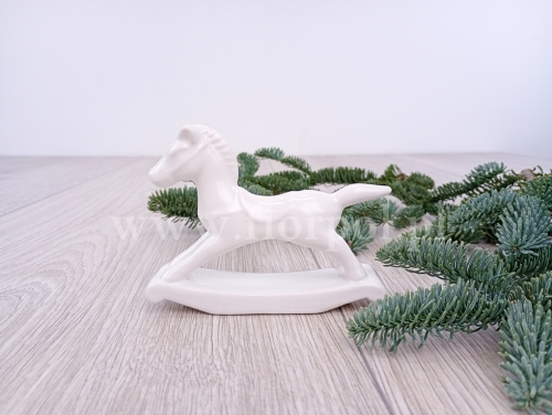 ceramiczny konik na biegunach 1szt biały (*3830)
